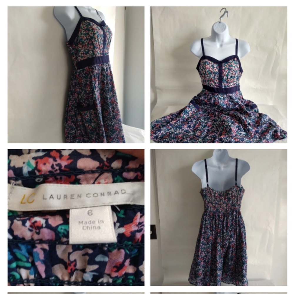 Women's LC Lauren Conrad Cottage Dress, Size 6, two front pockets, fully lined,